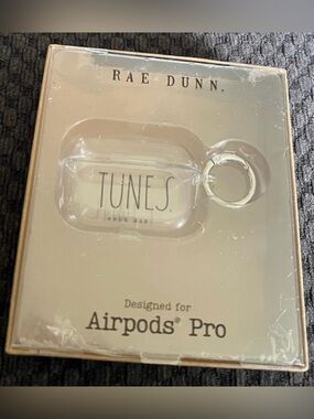 Rae Dunn Soft Touch Clear 'TUNES' For AirPods Pro Case with Ring